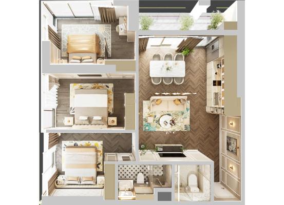 Căn hộ biển - sân golf - Dự án Newtown Diamond Đường Trường Sa Đà Nẵng - Căn hộ 3PN Giá chỉ 5,8 tỷ