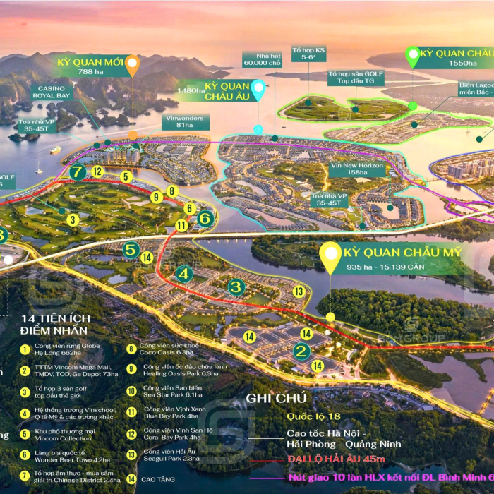 Các phân khu và loại hình sản phẩm của từng phân khu Vinhomes Global Gate Hạ Long (Hạ Long Xanh)